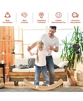 35.5 Inch Wooden Wobble Balance Board for Toddler and Adult