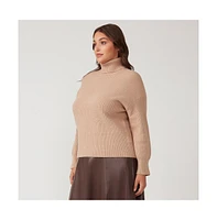 Cadence Beige Turtle Neck Sweater Knit