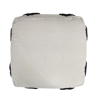 Round Cotton Ottoman for Living Room and Bedroom Seating
