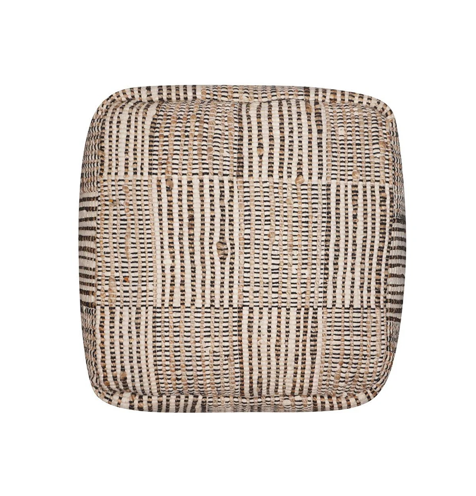 Geometric Cotton Pouf – Square Ottoman for Living Room Seating or Boho Style Accent
