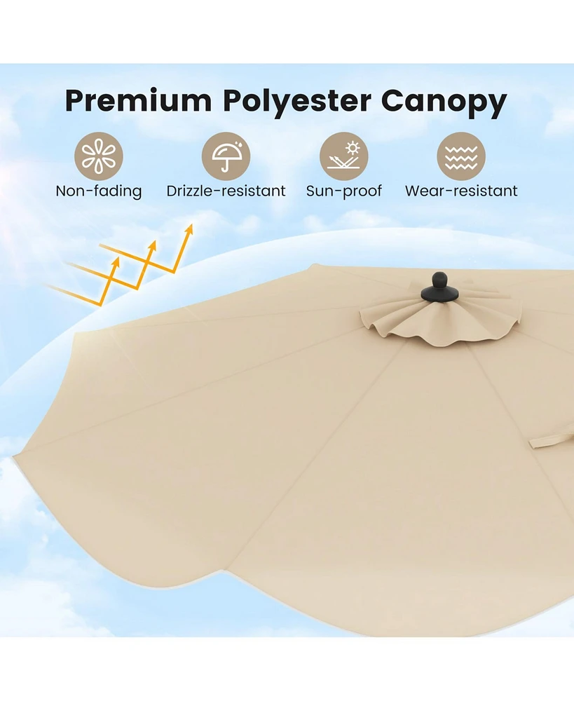 9 Ft Patio Umbrella with Crank Handle and Push Button Tilt