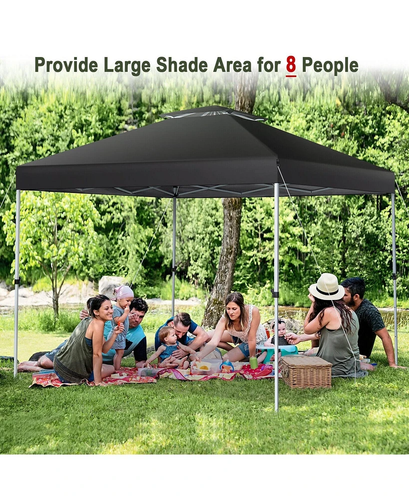 2-Tier 10 x 10 Feet Pop-up Canopy Tent with Wheeled Carry Bag