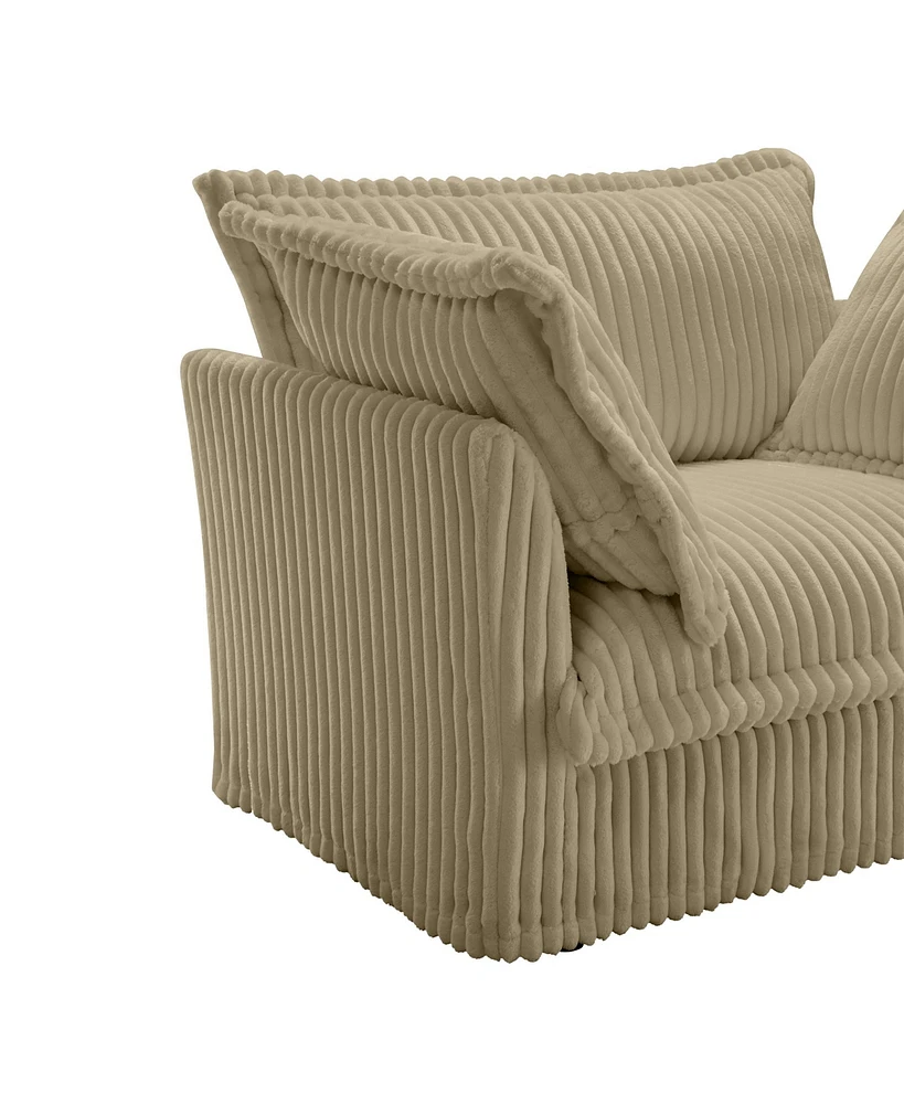 Camel Corduroy 3-Seater Slipcovered Sofa
