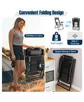Outdoor Folding Chairs Set of 2 with Armrests and 7-Level Backrest