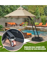 11 Feet Outdoor Cantilever Hanging Umbrella with Base and Wheels