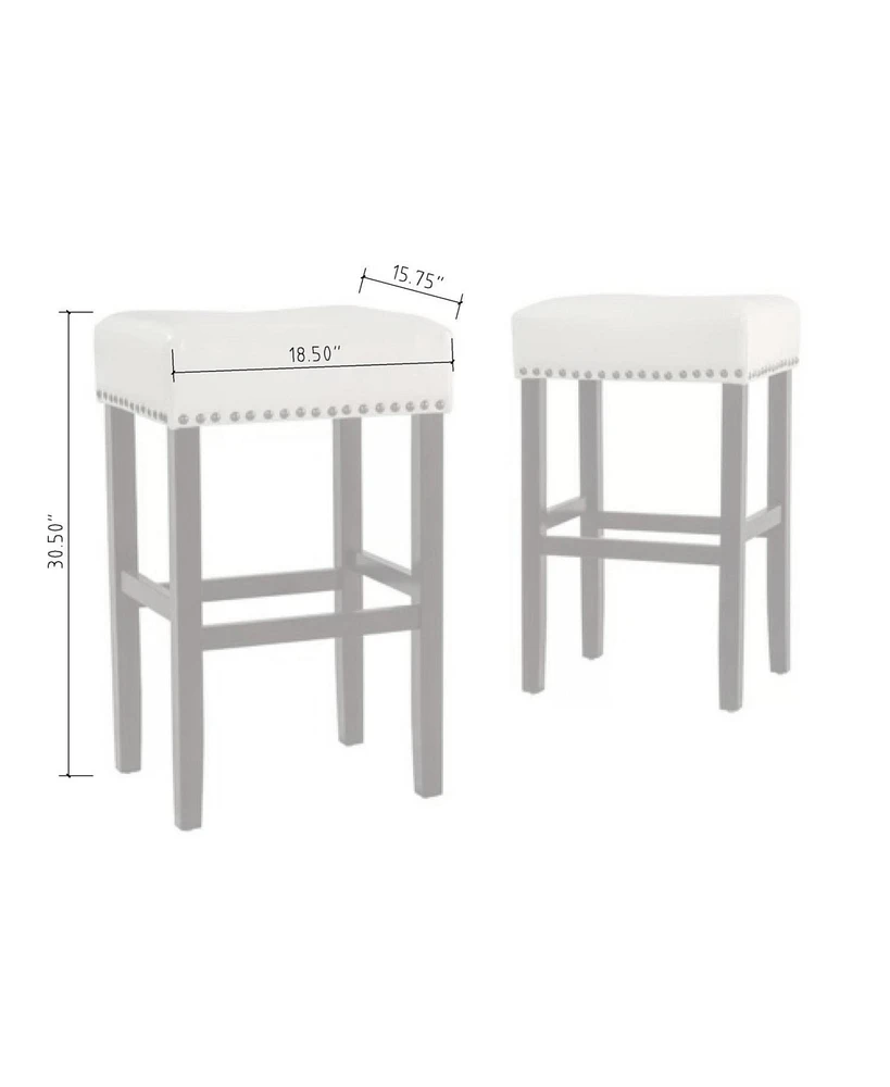 30-inch Backless ivory Leather Counter Stool (Set of 2)