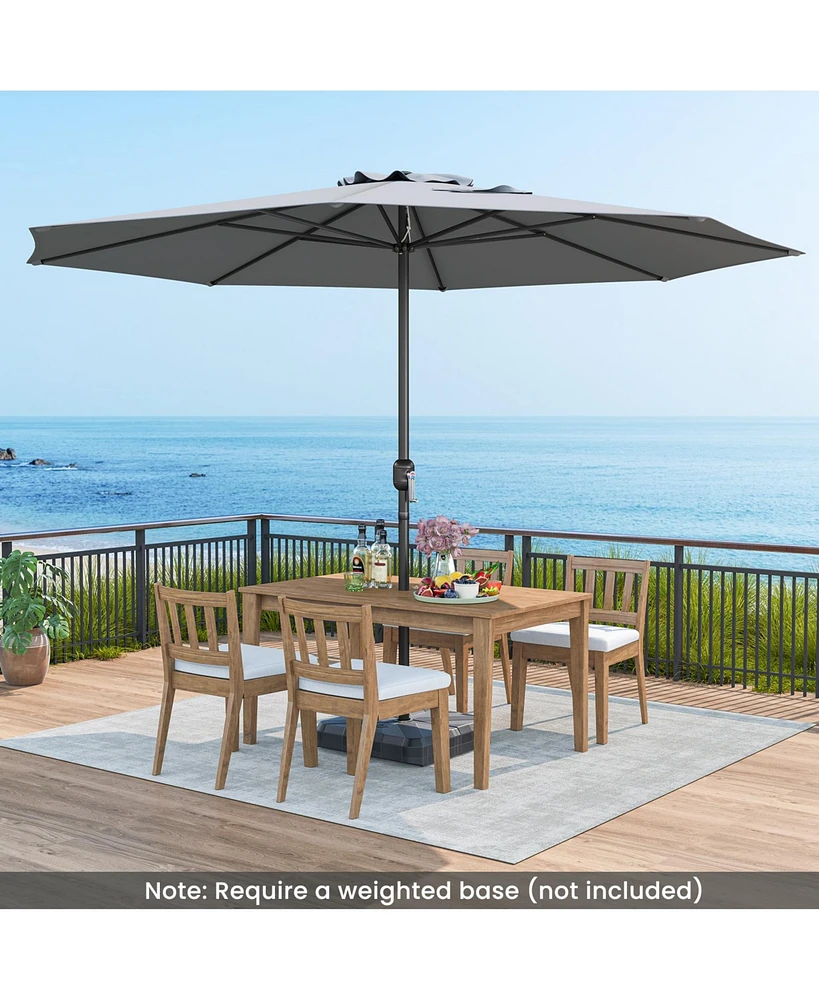 12 Feet Patio Umbrella with Crank Handle and 8 Sturdy Ribs-Gray