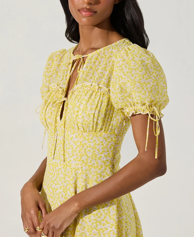 Astr the Label Women's Puff-Sleeve Bow-Detail Dress