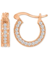 Cubic Zirconia Huggie Hoop Earrings Sterling Silver