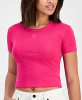 Hugo Women's Logo Crewneck Short-Sleeve Cropped T-Shirt