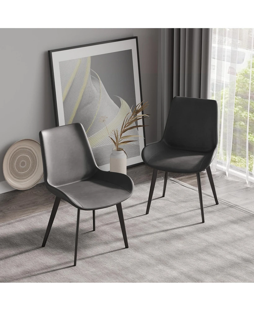 Modern Dining Chair Living Room Black Metal Leg Dining Chair-Grey-4 Pieces/Ctn