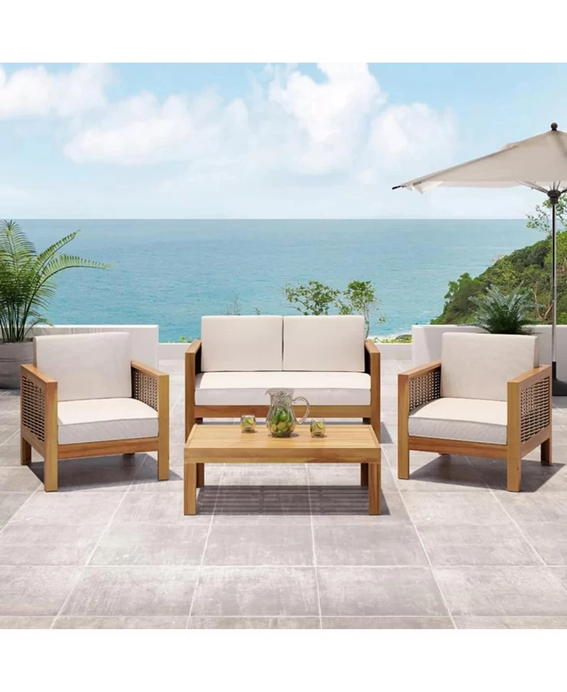 Acacia Wood 4-Seater Chat Set, Teak Finish