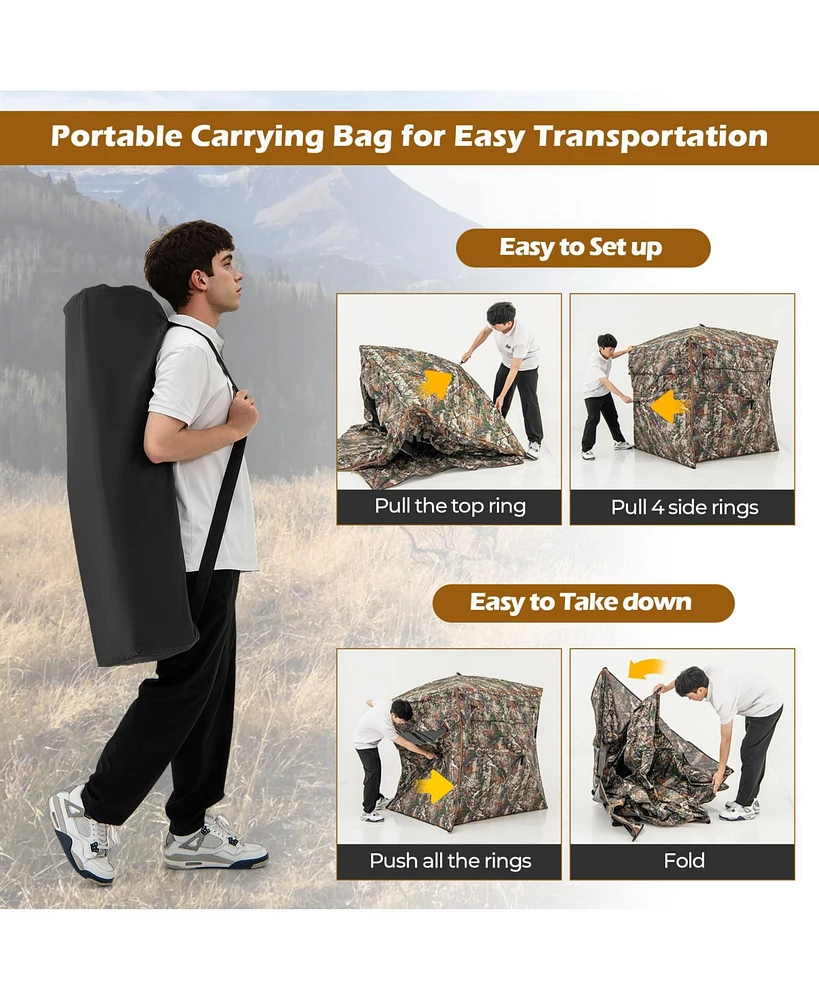 360° One Way See Through Hunting Blind Ground Blind with Portable Carrying Bag