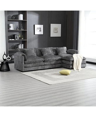 Modern Large boucle Fabric L-Shape Sectional Chenille fabric, movable pedals, detachable armrests, oversized three-seat Sofa