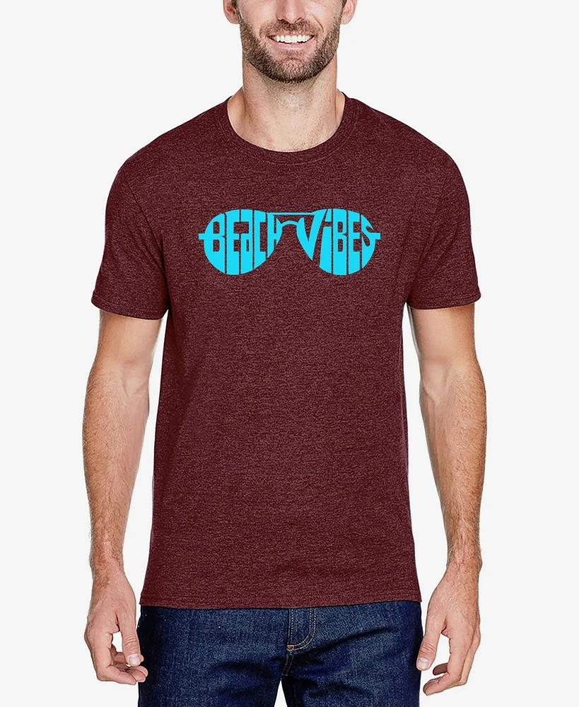 La Pop Art Men's Beach Vibes Premium Blend Word T-Shirt