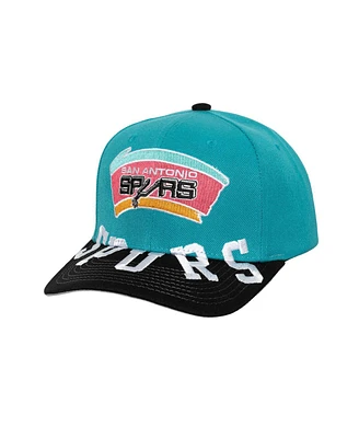 Mitchell & Ness Men's Turquoise/Black San Antonio Spurs Underarch Two-Tone Pro Crown Snapback Hat