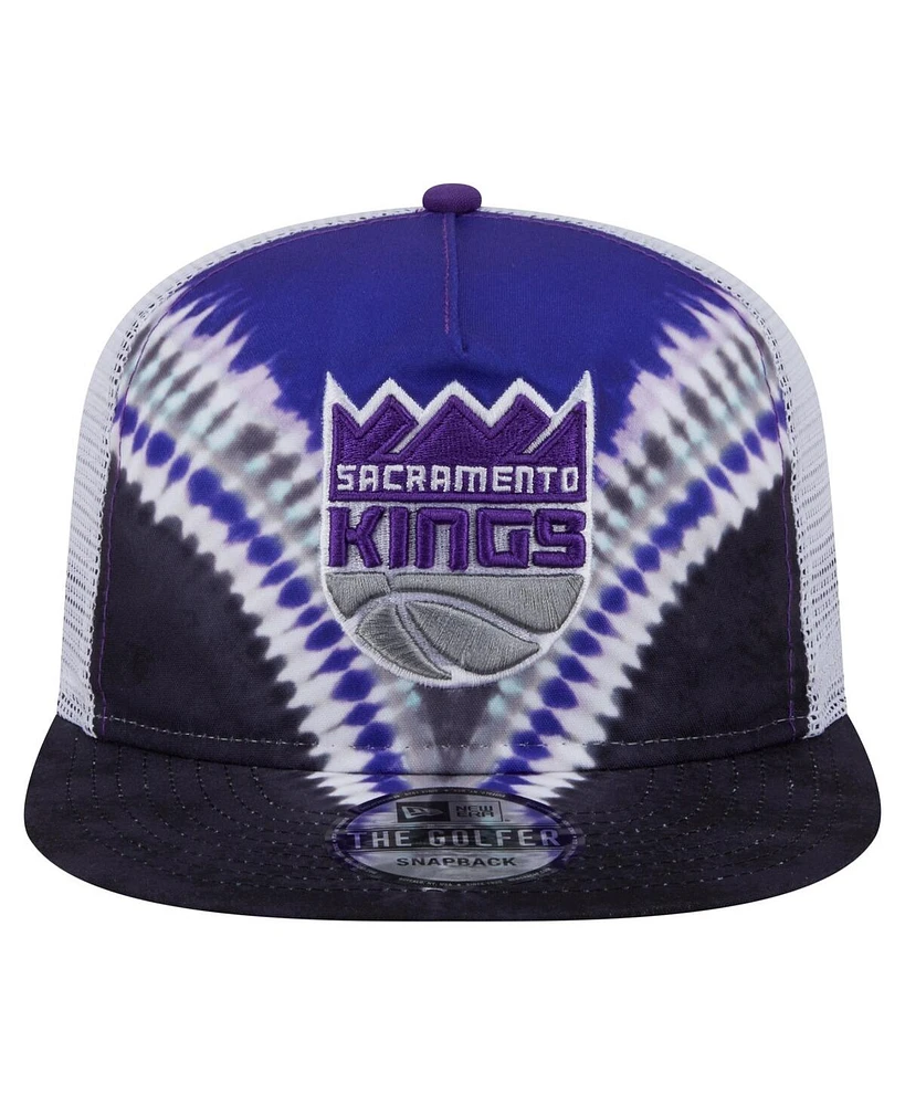 New Era Men's Black/Purple Sacramento Kings Throwback Dye Golfer Snapback Hat