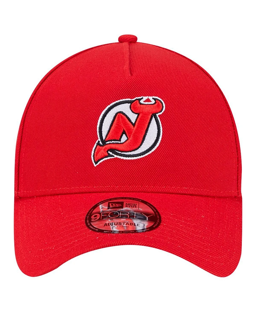 New Era Men's Red New Jersey Devils Core A-Frame 9FORTY Adjustable Hat