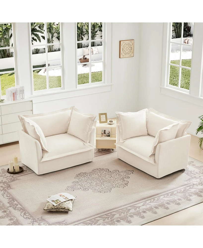 Chenille Armchair Set (2), Deep-Seated and Soft for Living, Reading & More