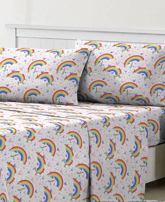 Dream Factory Unicorn Rainbow 3-Pc. Sheet Set, Twin