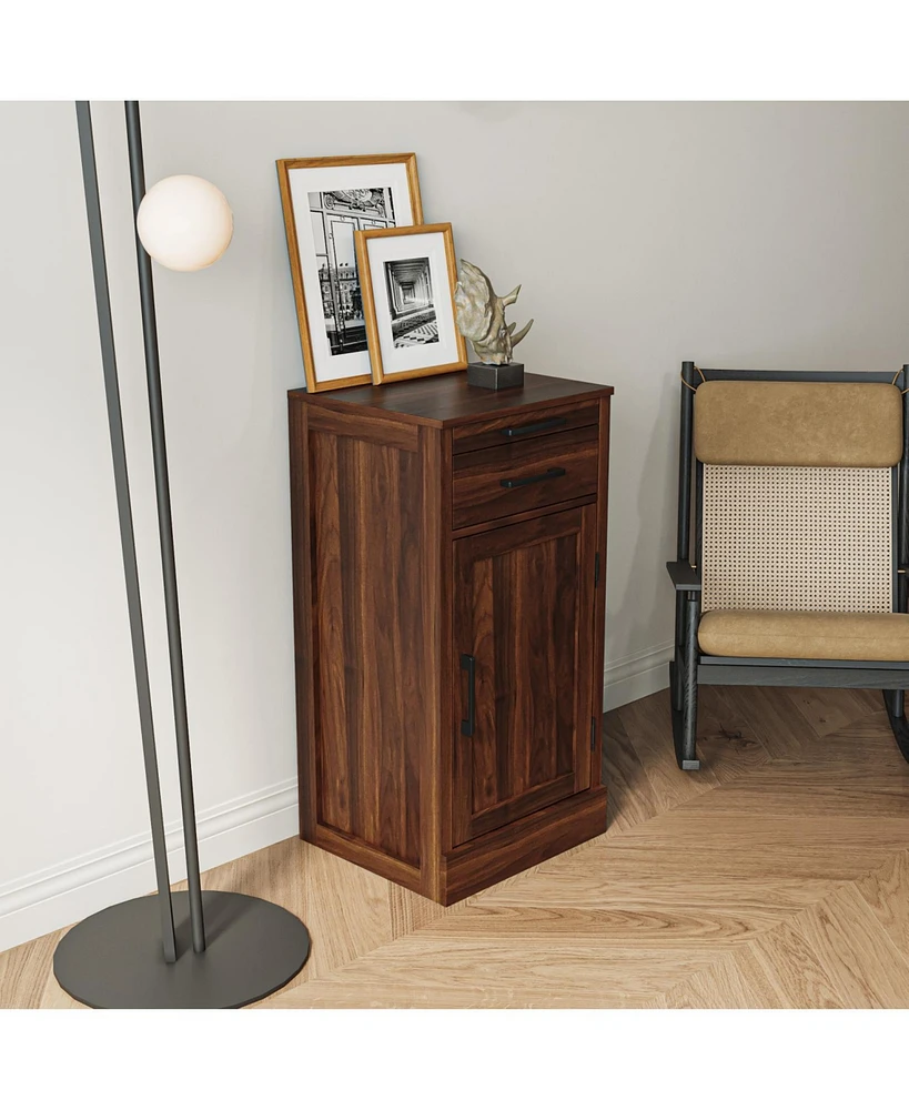 brown walnut color modular wine bar cabinet Buffet Cabinet with Hutch for Dining Room