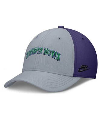 Nike Men's Gray/Purple Tampa Bay Rays Rise Swoosh Performance Flex Hat