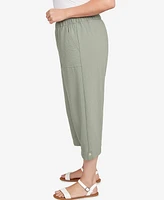 Alfred Dunner Plus Size Button Tab Patch Pocket Capri Pants