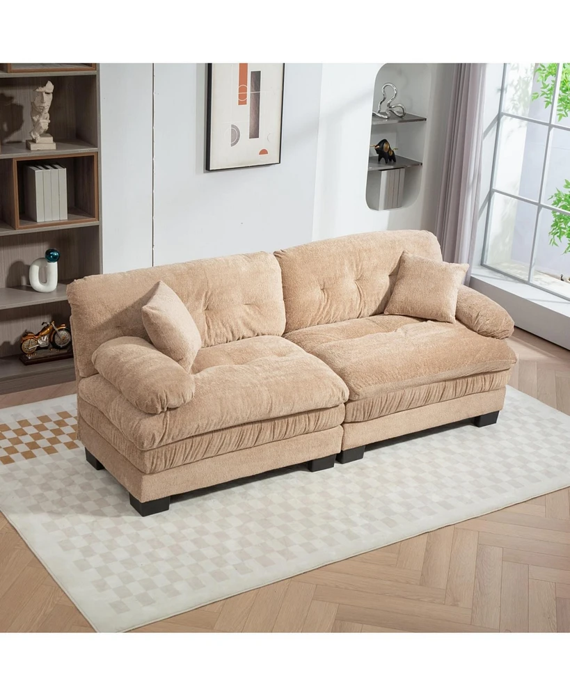 Khaki Chenille Sectional Sofa