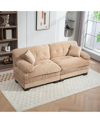 Khaki Chenille Sectional Sofa