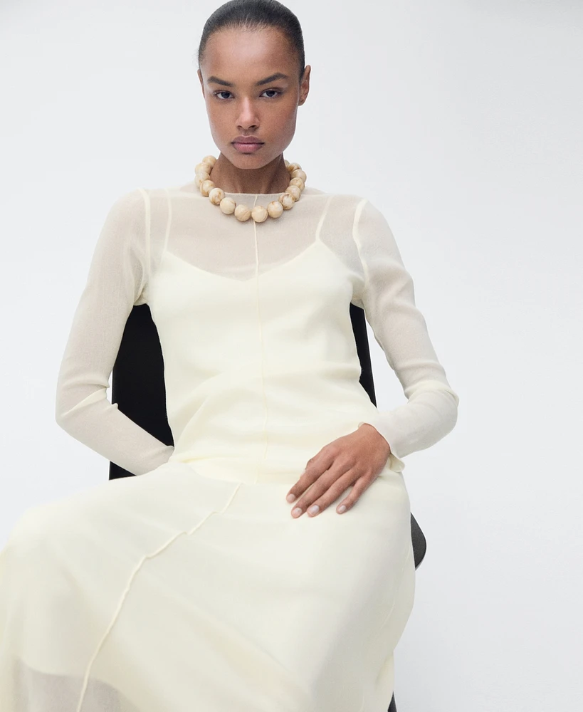 Mango Women's Semi-Transparent Combination Dress