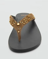 Mango Women's Die-Cut Straps Suede Sandals