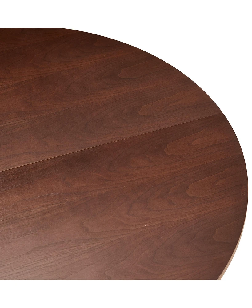 47" Walnut Veneer Dining Table for 4, Farmhouse Style, Wood Base