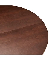 47" Walnut Veneer Dining Table for 4, Farmhouse Style, Wood Base