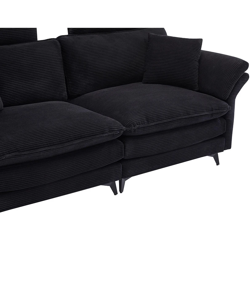 Cloud Comfort Sectional Sofa with Ottomans (85.8", Black