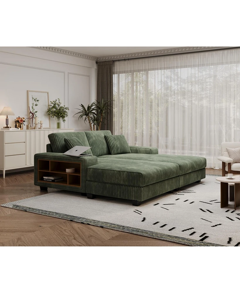 Cozy Corduroy Sleeper Sofa: Oversized, Modern Double Lounge