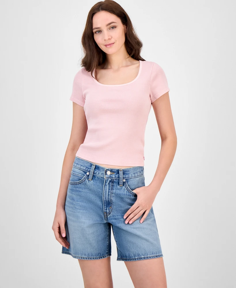 Levi's Women's Cotton Rib-Knit Square-Neck Tee