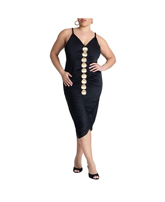 Eloquii Women's Hardware Shirred Midi Dress