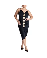 Eloquii Women's Hardware Shirred Midi Dress