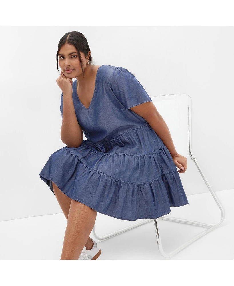 City Chic Women's Denim Tier Dress