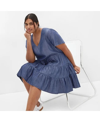 City Chic Women's Denim Tier Dress