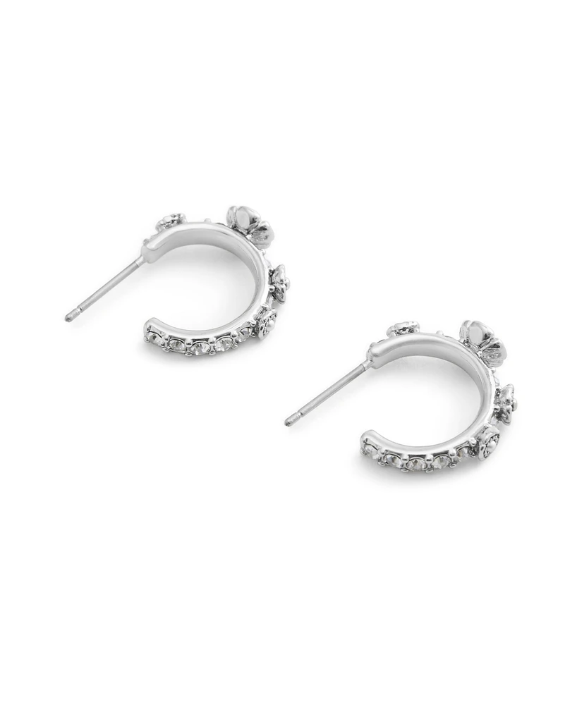 Coach Faux Cultivated Pearl Signature Tea Rose Huggie Earrings