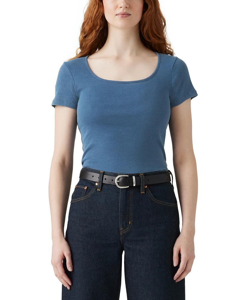 Levi's Women's Cotton Rib-Knit Square-Neck Tee