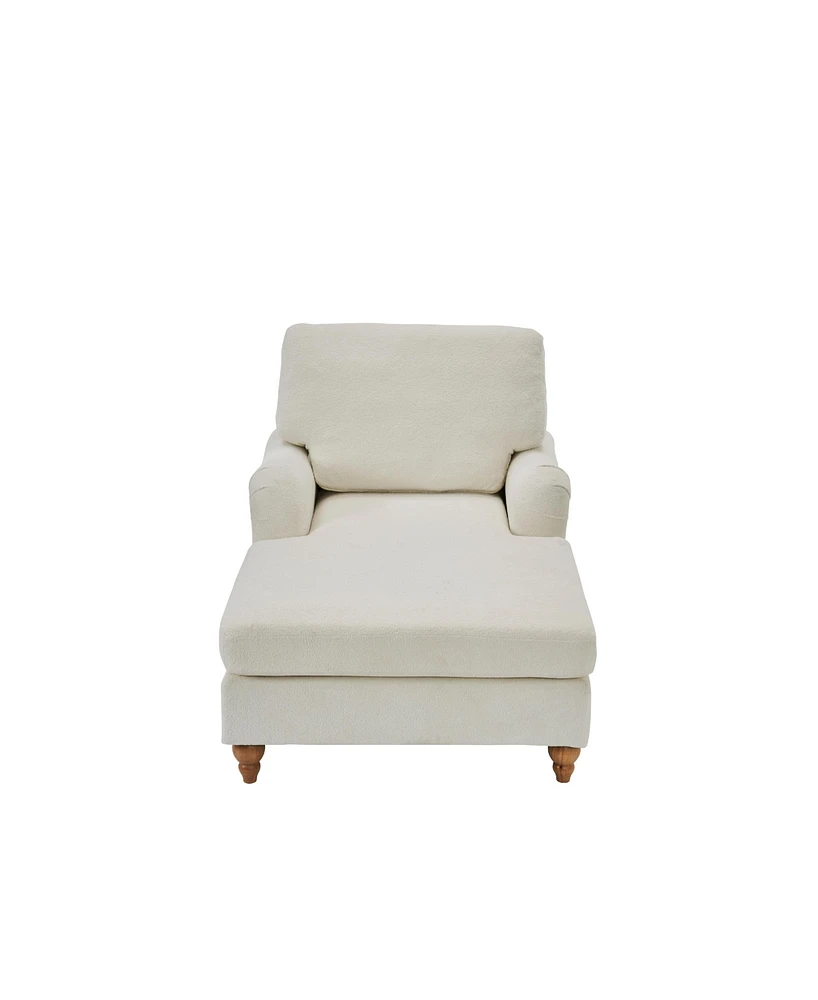 Modern Mid-Century Indoor Oversized Chaise Lounger Comfort Sleeper Sofa with Soild Wood Legs