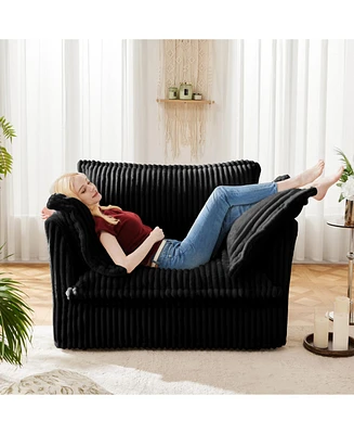 Corduroy Slipcovered Armchair with Pillows