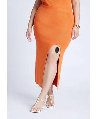 Eloquii Women's Knit Skirt With Slit And Hardware