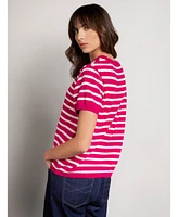 Celtic & Co. Women's Striped Knitted Crew Neck Tee