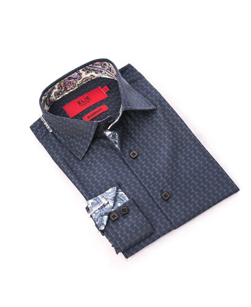 Elie Balleh Little Boys Navy Button-Down Slim Fit Shirt