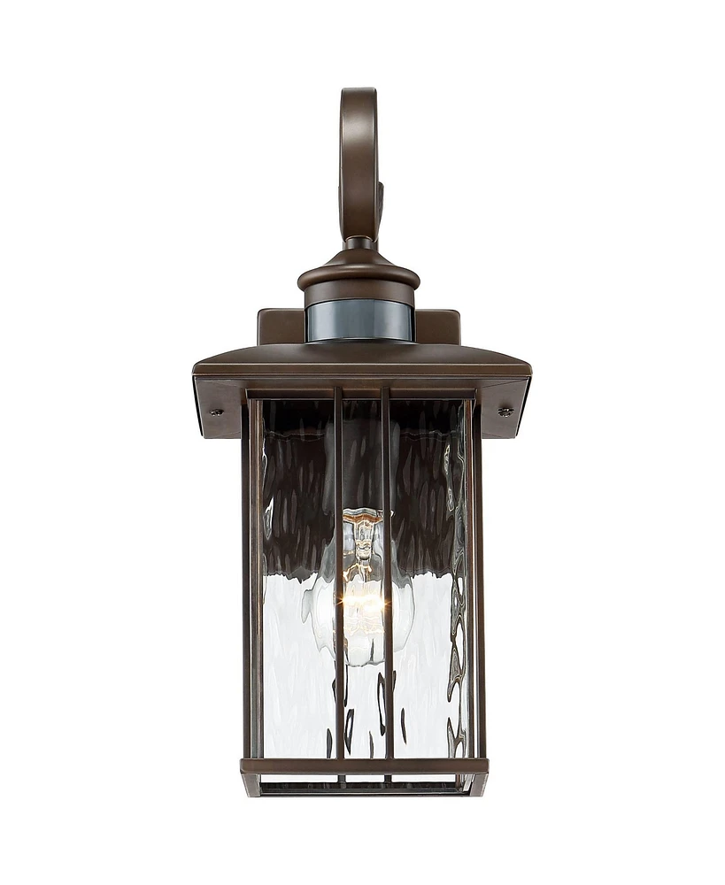 Deaver Modern Outdoor Wall Light Fixtures Set of 2 Oil Rubbed Bronze Motion Sensor Dusk to Dawn 15 1/4" Clear Water Glass for Post Exterior Barn