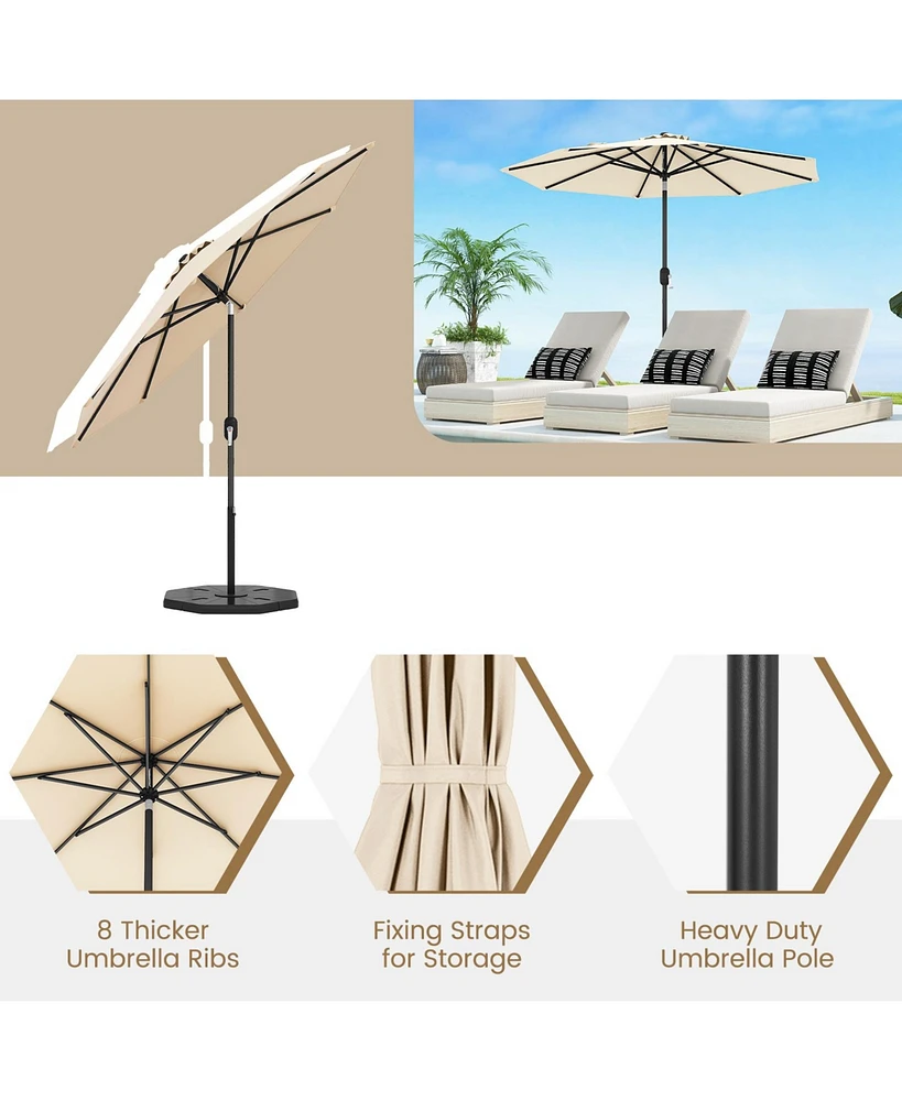 9 Ft Outdoor Market Patio Table Umbrella Push Button Tilt Crank Lift