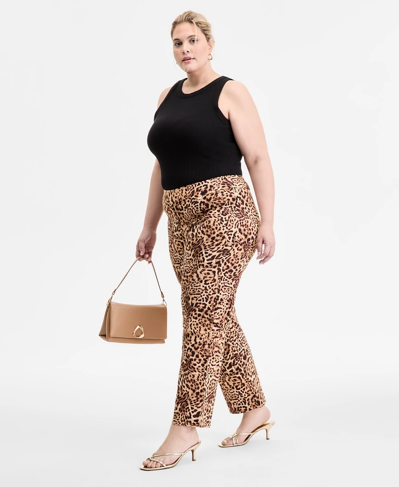 I.n.c. International Concepts Plus Printed Mid-Rise Straight-Leg Pants, Exclusively at Macy's